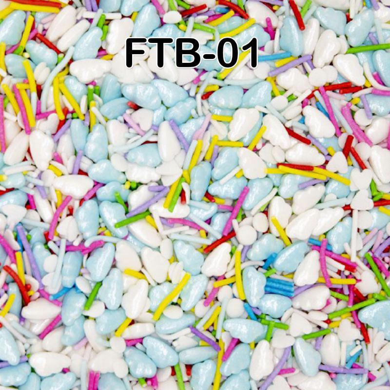 

FTB-01 SPRINKLE/SPRINKLES/SUGAR BEADS/HIASAN KUE/MUTIARA KUE AWAN PUTIH BIRU