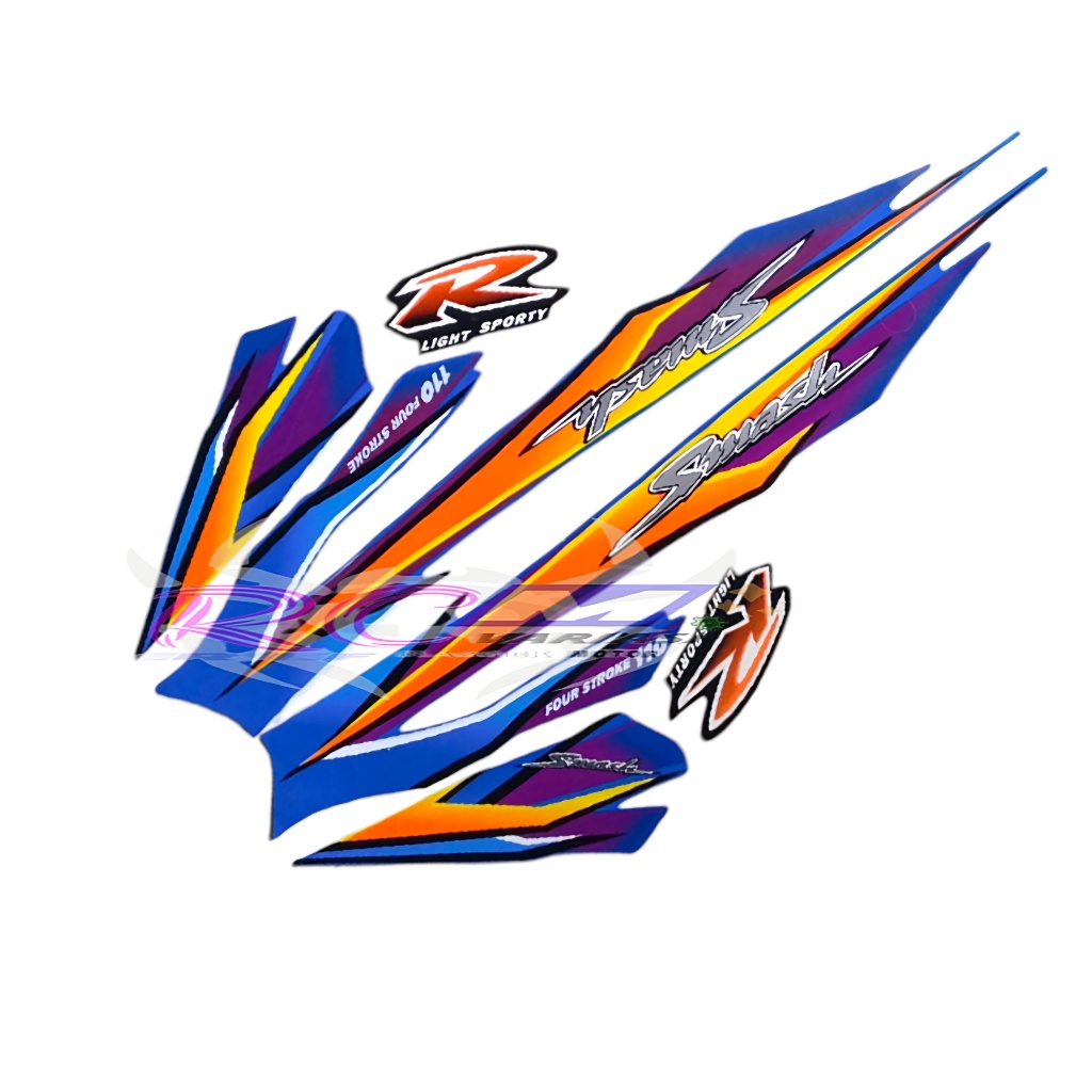 Sticker bodi Suzuki Smash 2003 Biru stiker Lis polet striping body smash old lama top berkualitas