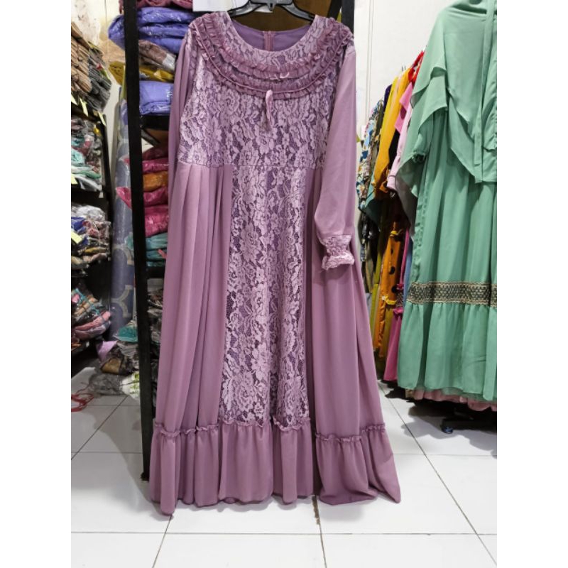 gamis bahan ceruti pakaian wanita baju broklat kode Cinderella LD 120 cm PB 135-138cm BB 45-80kg