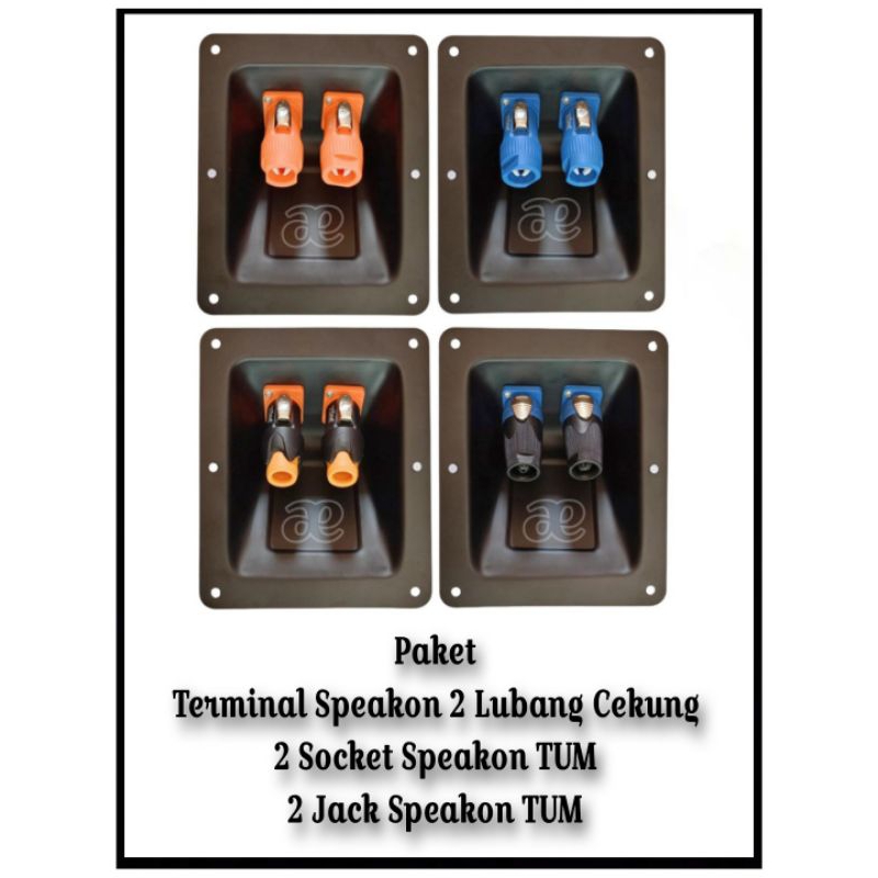 PAKET TERMINAL SPEAKON 2 LUBANG CEKUNG + 2 SOCKET SPEAKON TUM + 2 JACK SPEAKON TUM