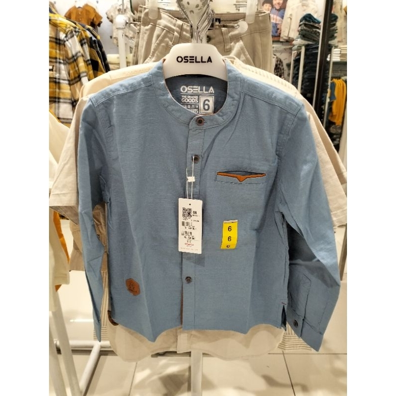 Osella Baju Kemeja Koko Anak Laki Laki Motif Polos Lengan Panjang Original