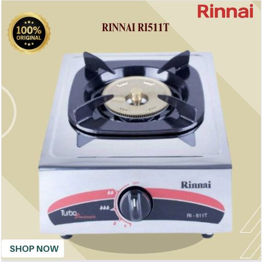 KOMPOR GAS RINNAI PORTABLE 1 TUNGKU RI 511 T/RI-511-T/RI511T/RI 511 T/ORIGINAL BERGARANSI RESMI