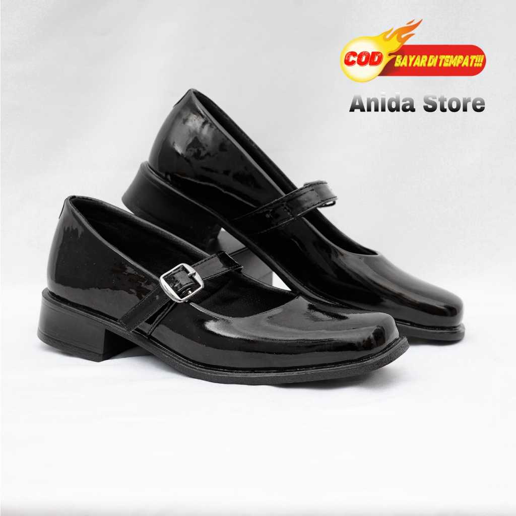 Sepatu Pdh Wanita Sepatu Paskibra Wanita Sepatu Pantofel Wanita Hitam DOF