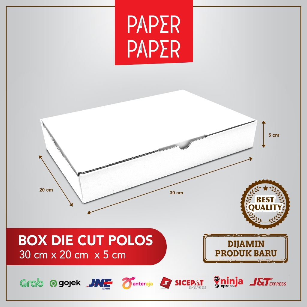 

Kardus Box Karton Die Cut 30X20X5 (Putih - White) Polos - Baru - Murah