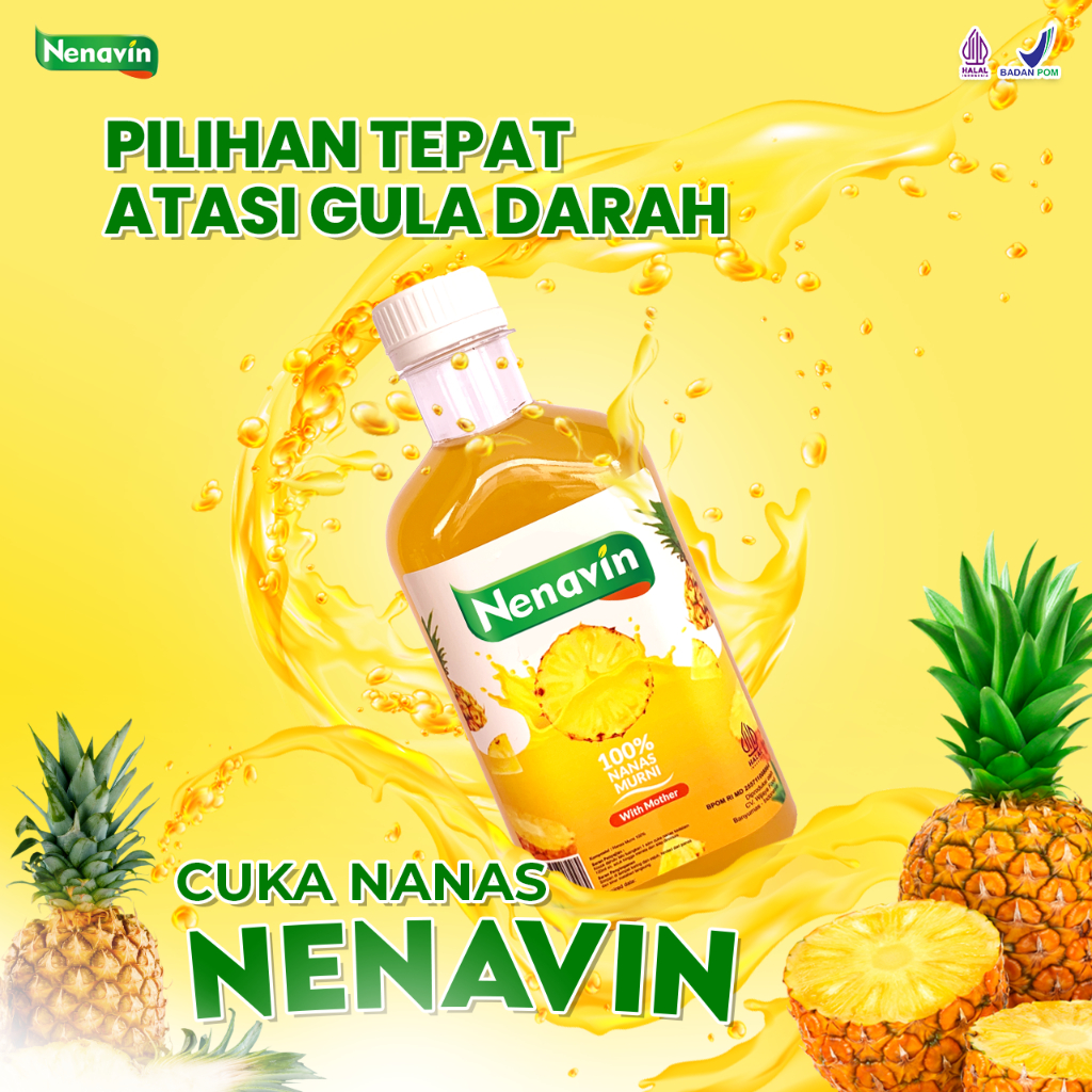 

100% Cuka Nanas 280ml / NENAVIN / Ampuh Menurunkan Gula Darah dan Terbukti Membantu Atasi Diabetes / BPOM / HALAL