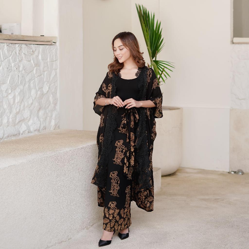 ANDIN Set Outer Lace dan Rok Lilit Batik Wayang