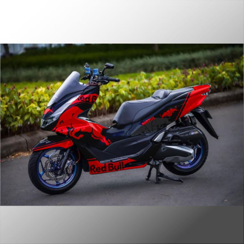 Decal stiker variasi motor honda pcx150/160 striping fullbody motif terbaru redbull