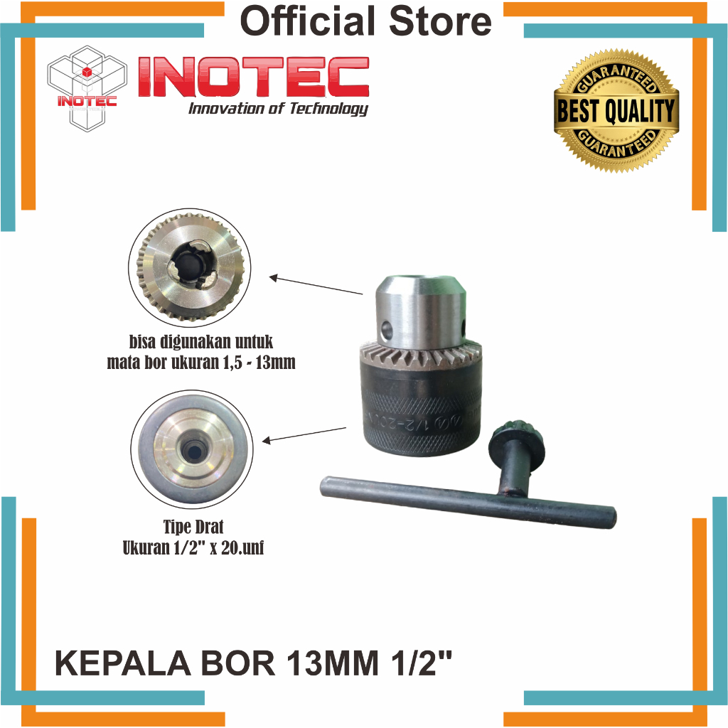 Kepala bor 13mm as drat 1/2 inch inotec