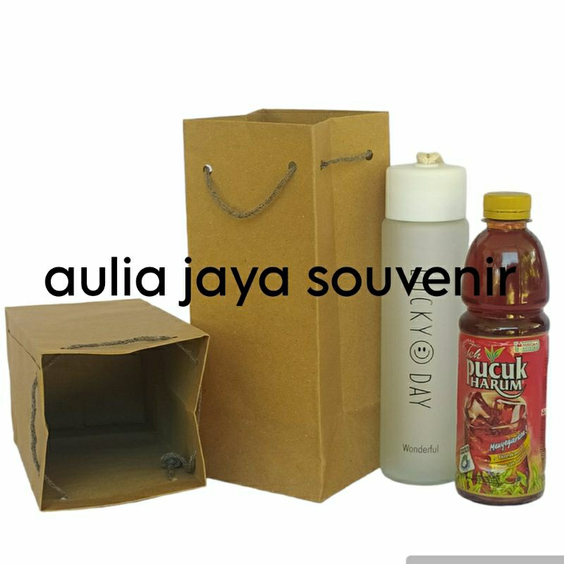 

Paperbag botol warna cokelat polos Ukuran 10x10x25/ isi 12pcs
