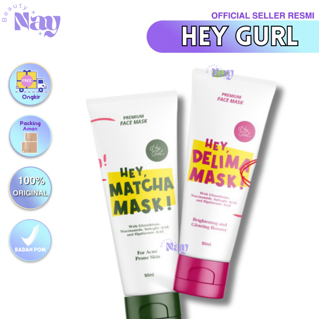 HEYGURL MASK DELIMA MATCHA PREMIUM FACE MASK HEY MATCHA DELIMA MASK MASKER WAJAH CLAY MASK