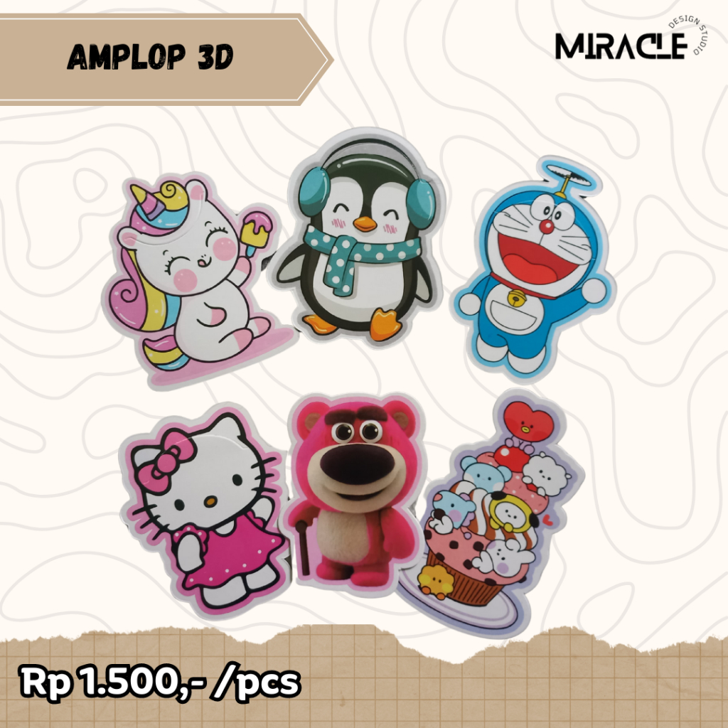 

AMPLOP LEBARAN KARAKTER 3D PREMIUM