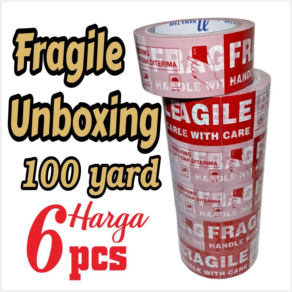 

HJK LAKBAN FRAGILE VIDEO UNBOXING PANJANG 100 YARD Harga 6 pcs