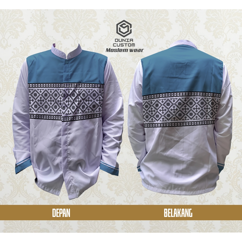 Baju Koko Lengan Panjang | Baju Koko Pria Dewasa Lengan Panjang Muslim Fullprint Premium Desain