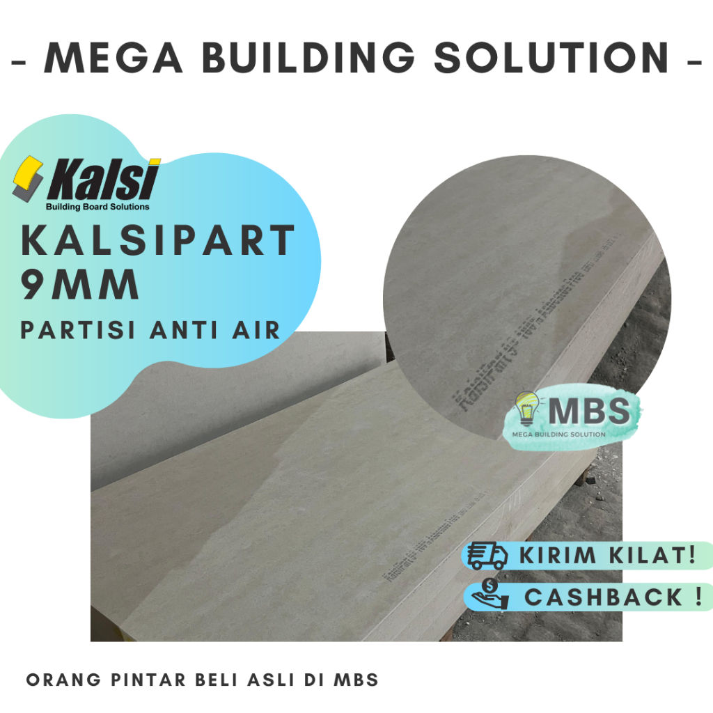 KalsiPart 9mm - Papan KalsiBoard, Papan Partisi, Fiber Semen - Pengganti GRC
