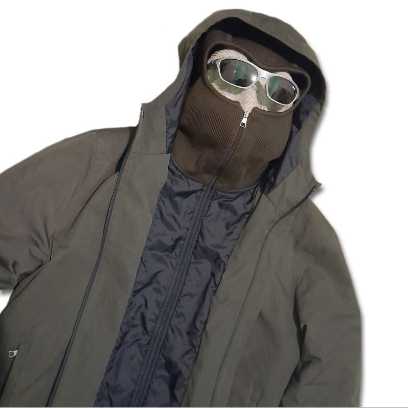 Jaket NEIL BARRETT Peacoat Winter inn balaclava second