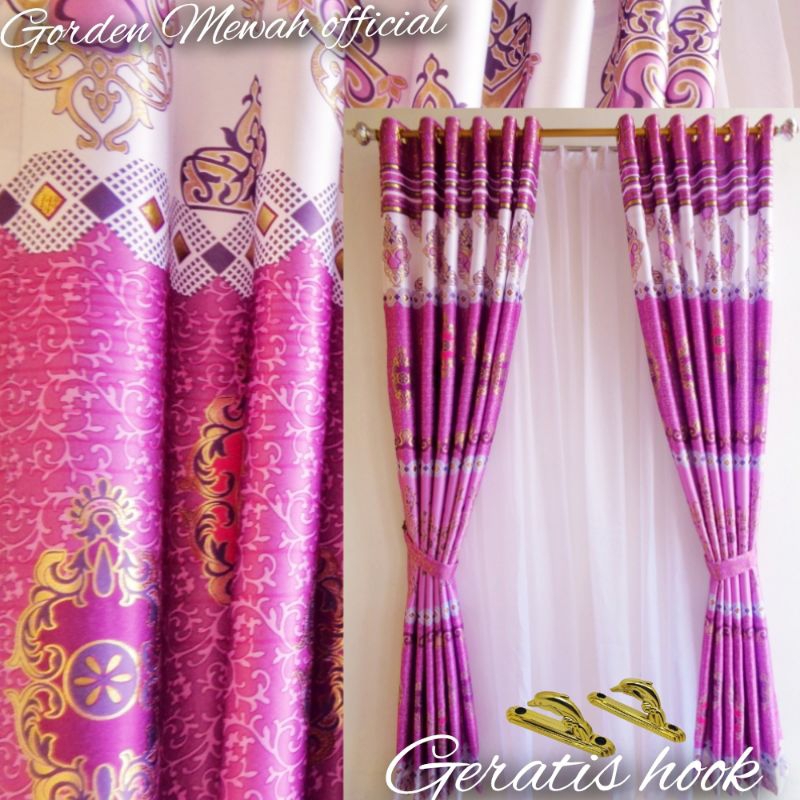 gorden jendela gordeng pintu kamar tidur murah gorden jendela 2 kaca 150x200 motif batik mewah
