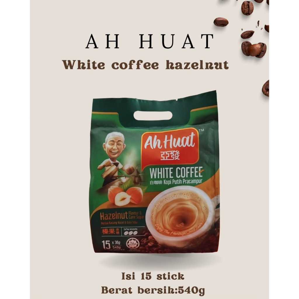 

AH HUAT White Coffee Hazelnut & Cane Sugar Malaysia (15 sachet)