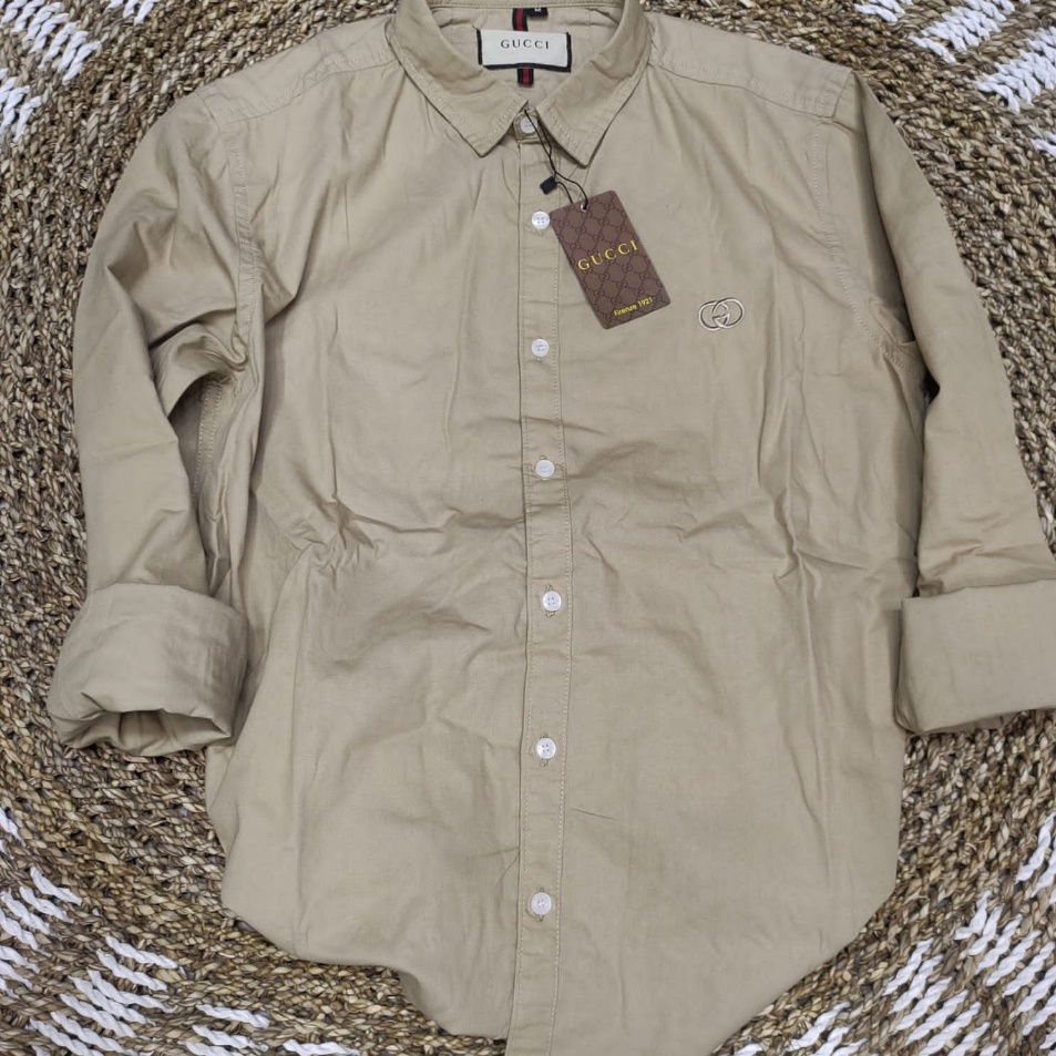 Hemat Kemeja Pria GUCCI Import Quality  Kemeja Lengan Panjang Catton Polos  Kemeja Terbaru Formal Ka