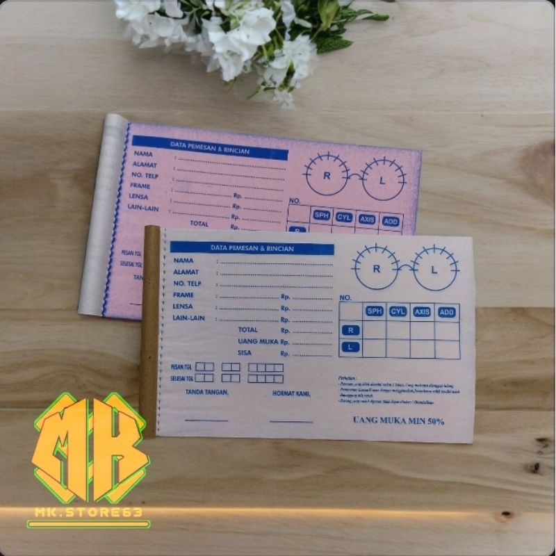 

NOTA OPTIK KACAMATA 2 PLY 1/4 FOLIO - SIAP KIRIM