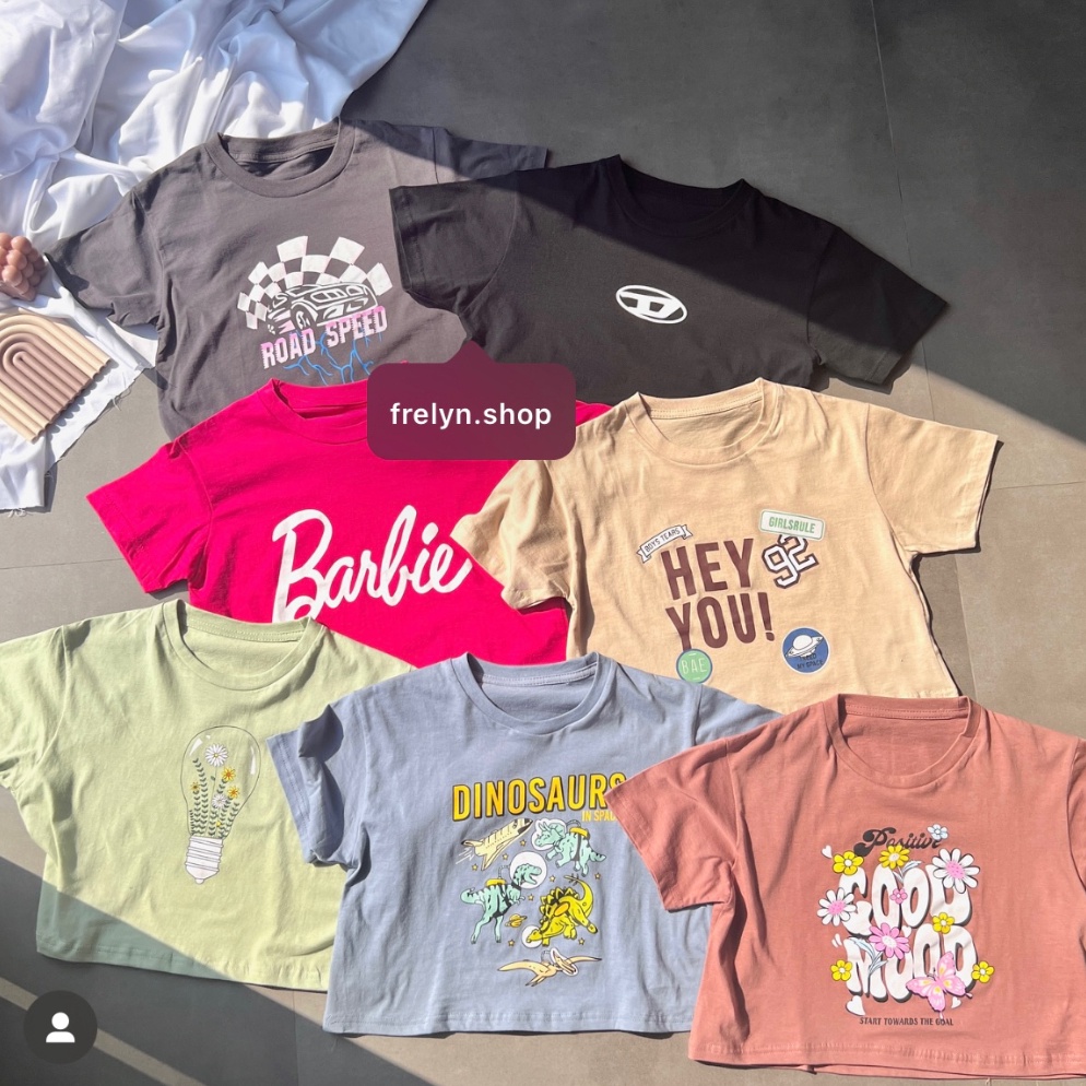 ART U5W FRELYN SHOP  CROP TOP MOTIF  BAJU KAOS TUMBLR CROP TEE TSHIRT KAOS KOREA FASHION WANITA SAGE