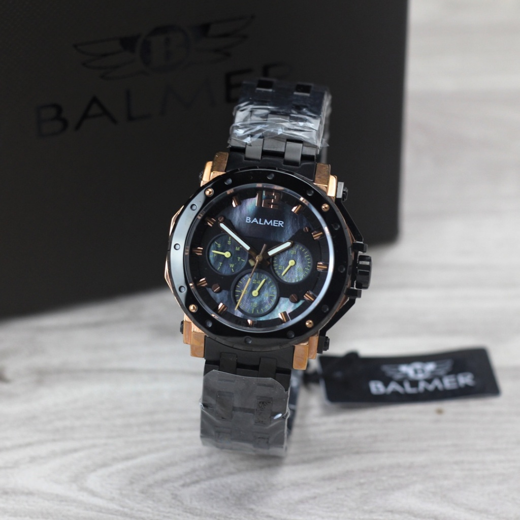 Jam tangan Balmer 7935M tali rantai analog tanggal chrono aktif sport wanita original
