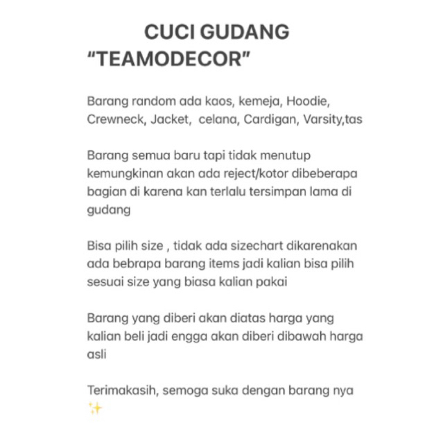

SALE CUCI GUDANG TEAMODECOR
