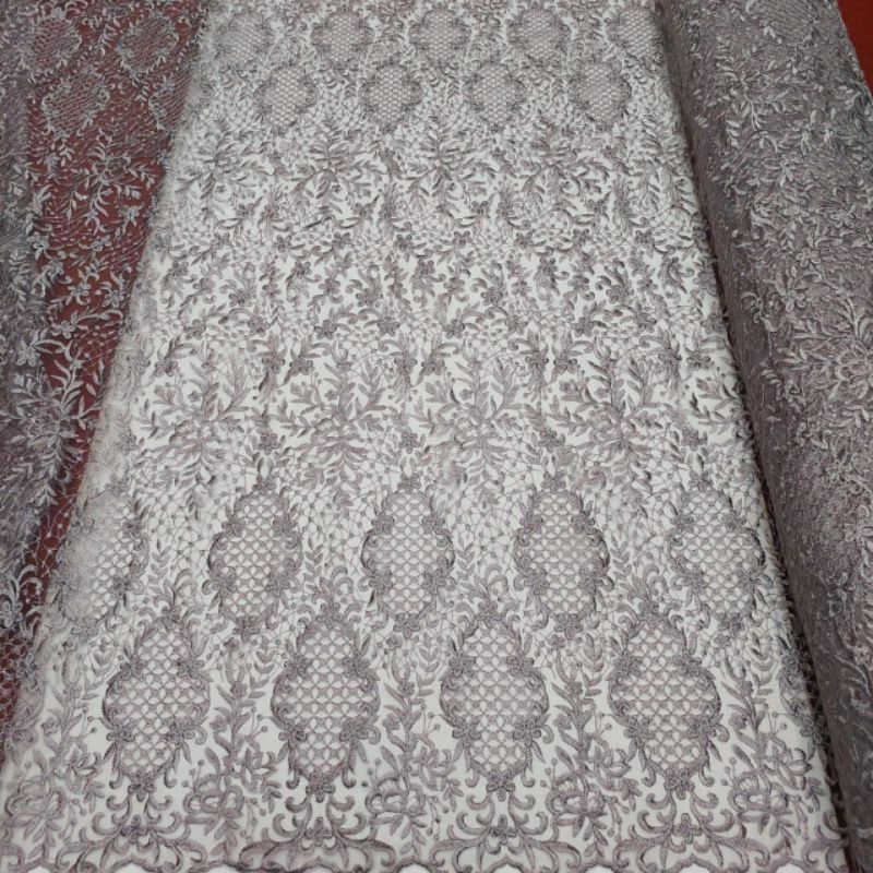 (COD) Kain Tulle Bordir Mawar | Bahan Kebaya Modern | Full Bordir | Kualitas Premium