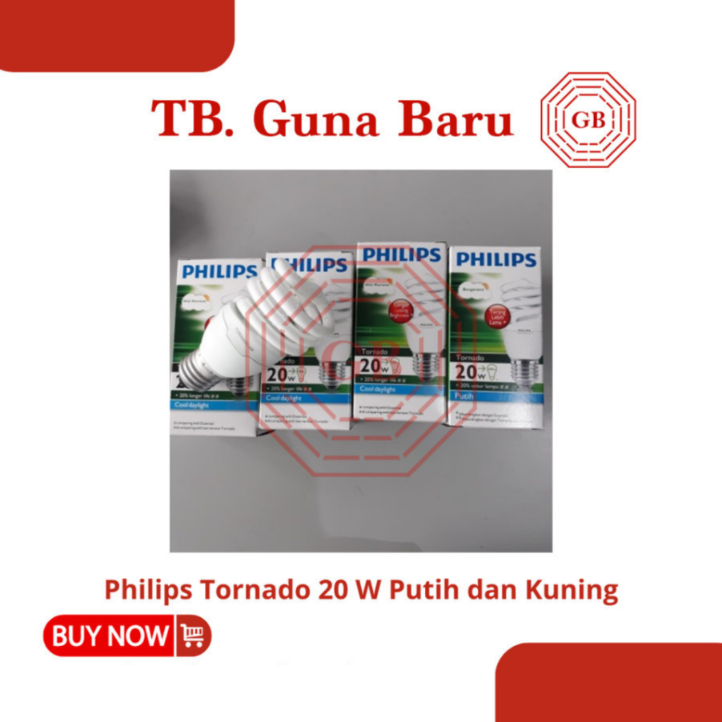 Lampu Bohlam Philips Phillips Tornado Spiral 20W Warna Putih / Kuning