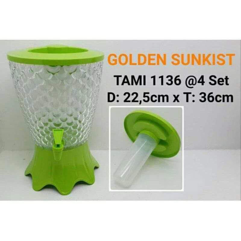 Dispenser Air 10 Liter Plastik Motif Kristal Ikan Golden Sunkist TAMI 1136 | Drink Jar