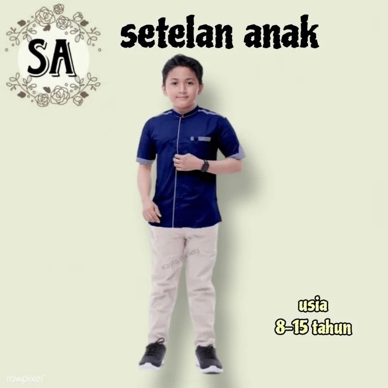 Setelan anak laki laki 7-15 tahun/Setelan Koko dan celana Chinos anak/one set anak /setelan kemeja a
