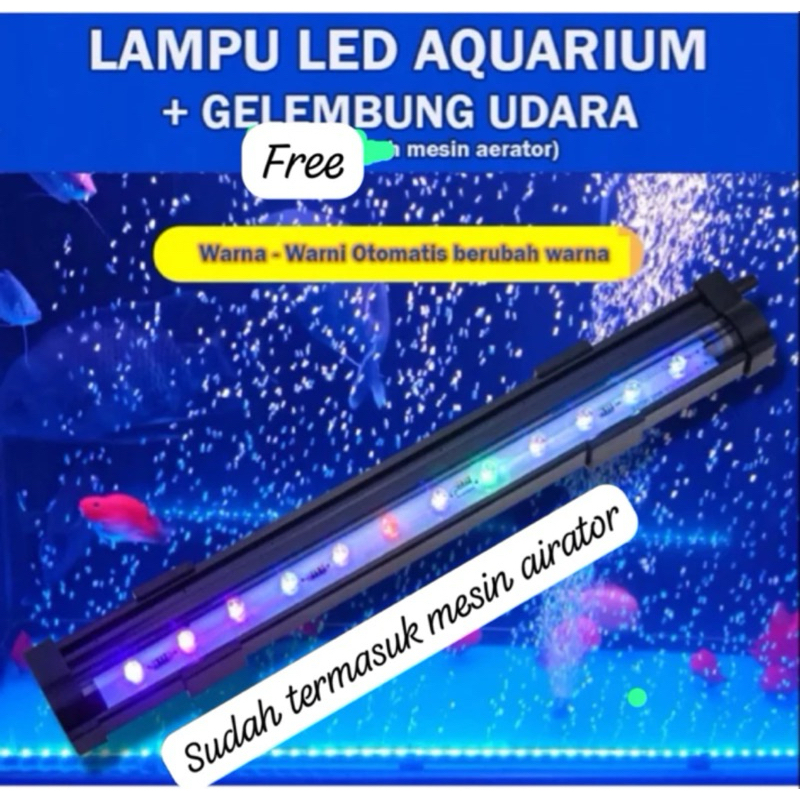 Lampu Celup Aquarium lampu gelembung batu aerator lampu akuarium full set plus mesin dan selang
