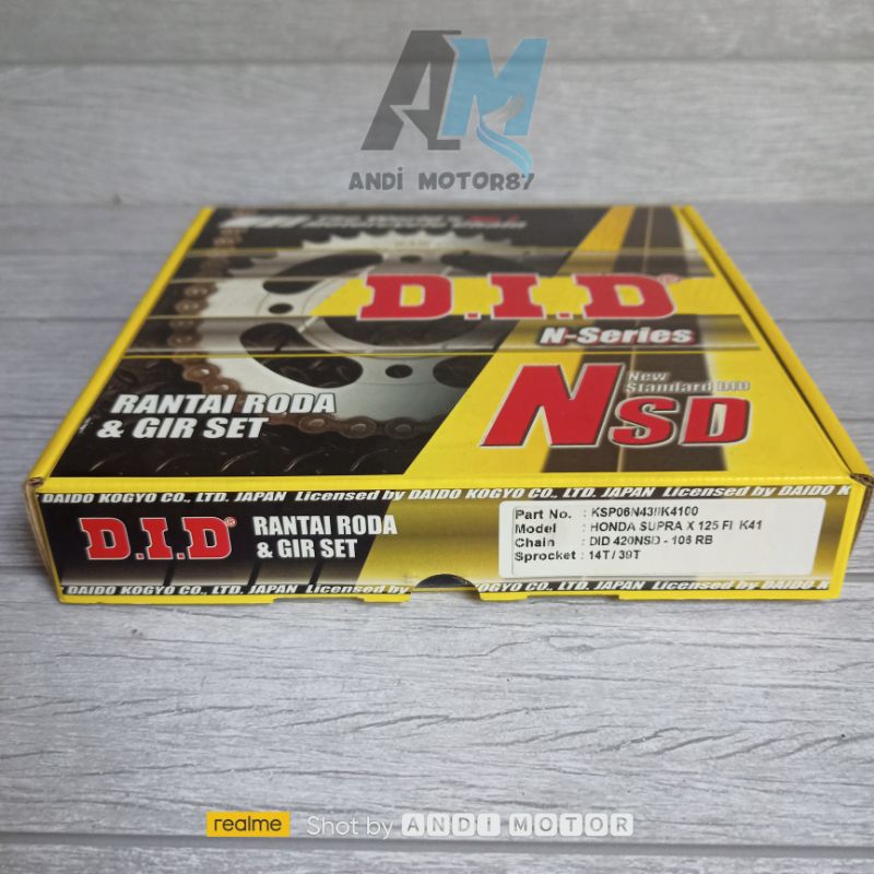 Gear gir paket set DID Honda Supra x 125 FI injeksi k41