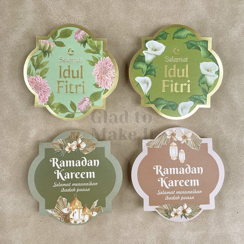 

stiker label bulat kartu ucapan lebaran idul fitri untuk toples kotak