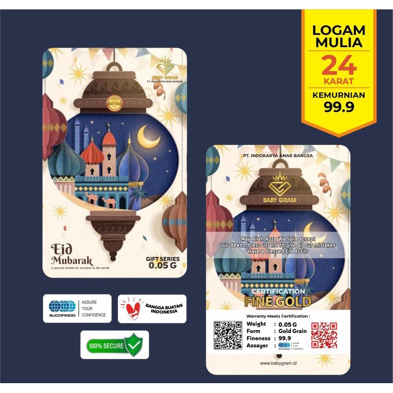 Emas Mini Big / Baby Gram "Idul Fitri" 0.025, 0.05 & 0.1 gram
