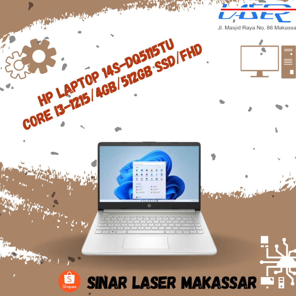 HP LAPTOP 14S DQ5115TU CORE I3 1215 4GB 512GB SSD WIN11+ OHS 14" FHD GARANSI RESMI