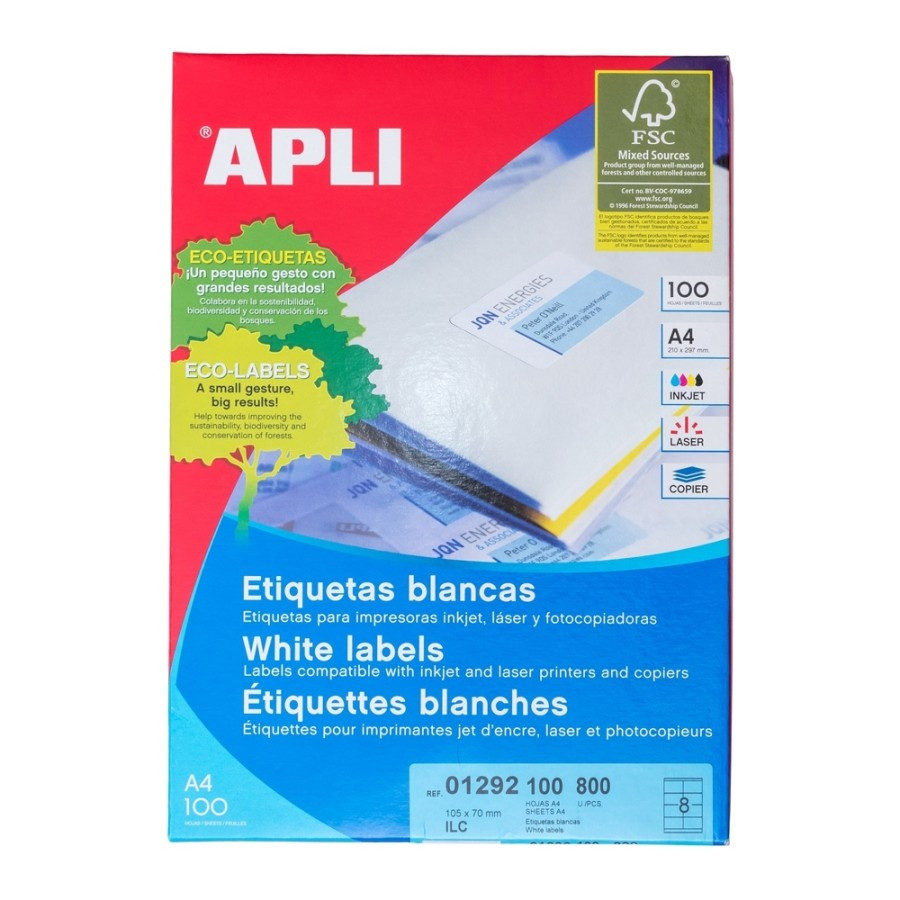 

APLI Label White Paper 105 X 70MM 800 unit # AP01292 (pcs)