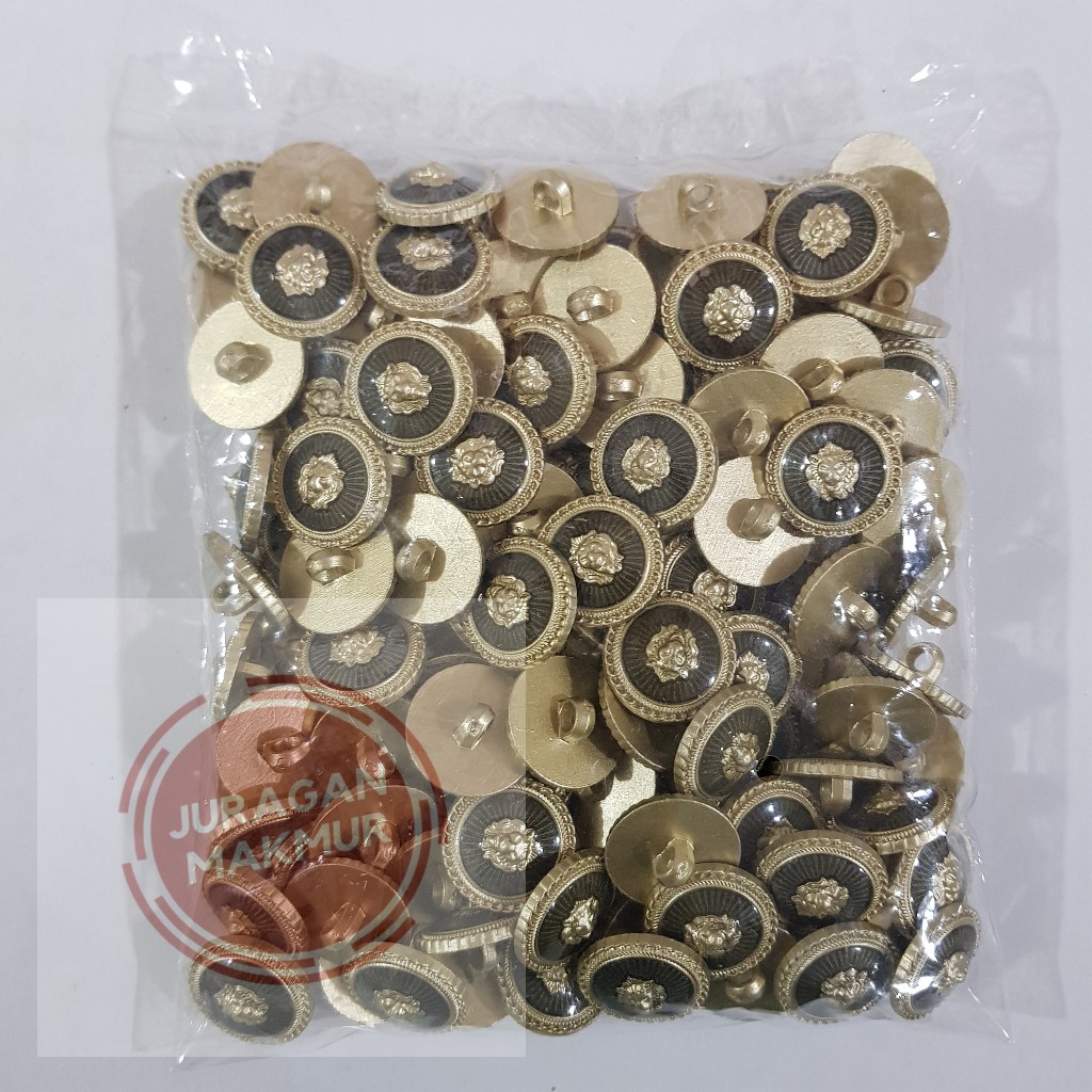 [144pcs] Kancing Jas Motif Singa Emas Ukuran 1.5cm 2,2cm 24L 34L - Kancing Jas Motif Cembung Singa J
