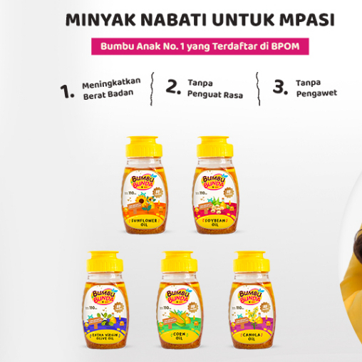 

Bumbu Bunda Elia Minyak Nabati Minyak MPASI Canola Oil EVOO Sunflower Oil