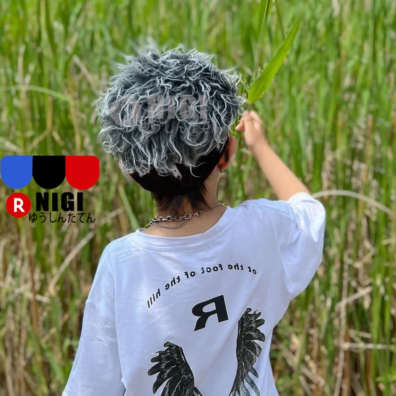 NIGI Topi Wig Pria Topi Wig Rambut Cosplay Topi Pria Wanita Rambut Palsu