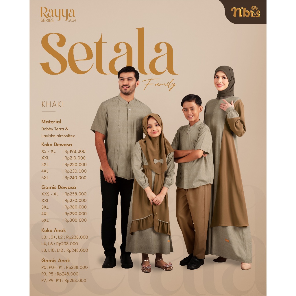 SARIMBIT SETALA KHAKI |KOKO SETALA KHAKI |GAMIS SETALA KHAKI |KOKO ANAK SETALA KHAKI | GAMIS SETALA 