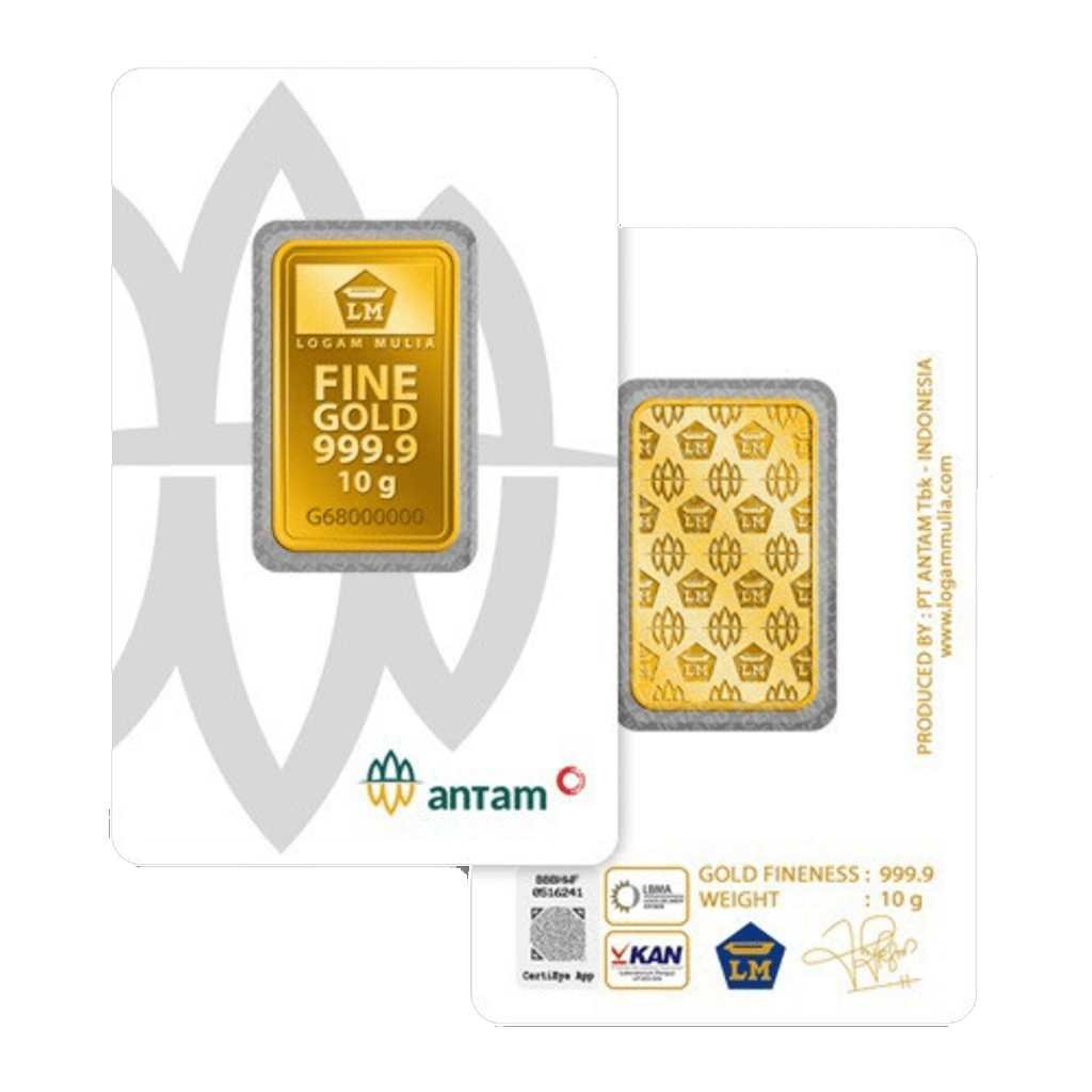 Logam Mulia Emas Antam 10 Gram Press Certieye / Retro berdiri