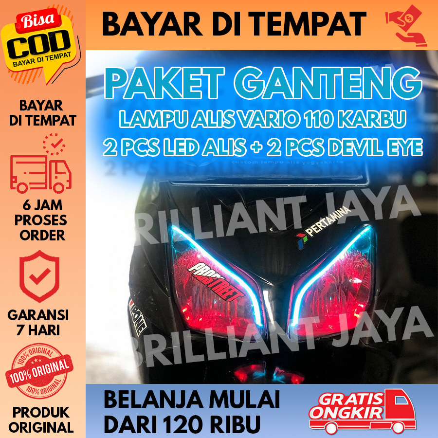 FULL SET LAMPU ALIS VARIO 110 KARBU MURAH 2 ALIS LED  BONUS 2 DEVIL EYE TIDAK BERBINTIK