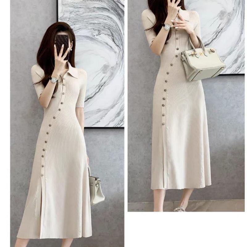 long sleeve knit dress maxi Kiasta Long Sleeve Maxi Dress in Neutral Knit main image 1