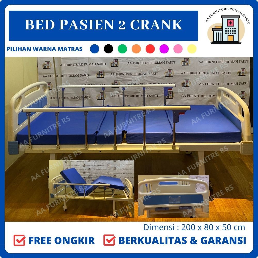 Bed Pasien 2 Crank ABS Bed Pasien 2 Engkol ABS Bed Pasien Rumah Sakit Bed Pasien Rawat Inap Bed Pasi