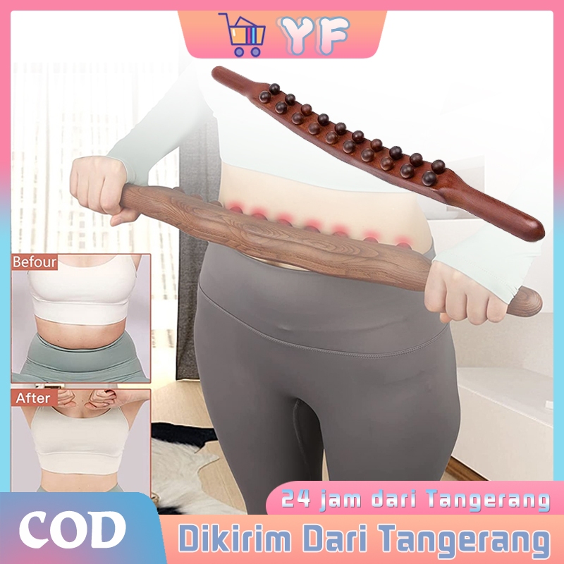 Tongkat Pijat Refleksi Kayu 20 Manik Tongkat Pijat Punggung Gua Sha