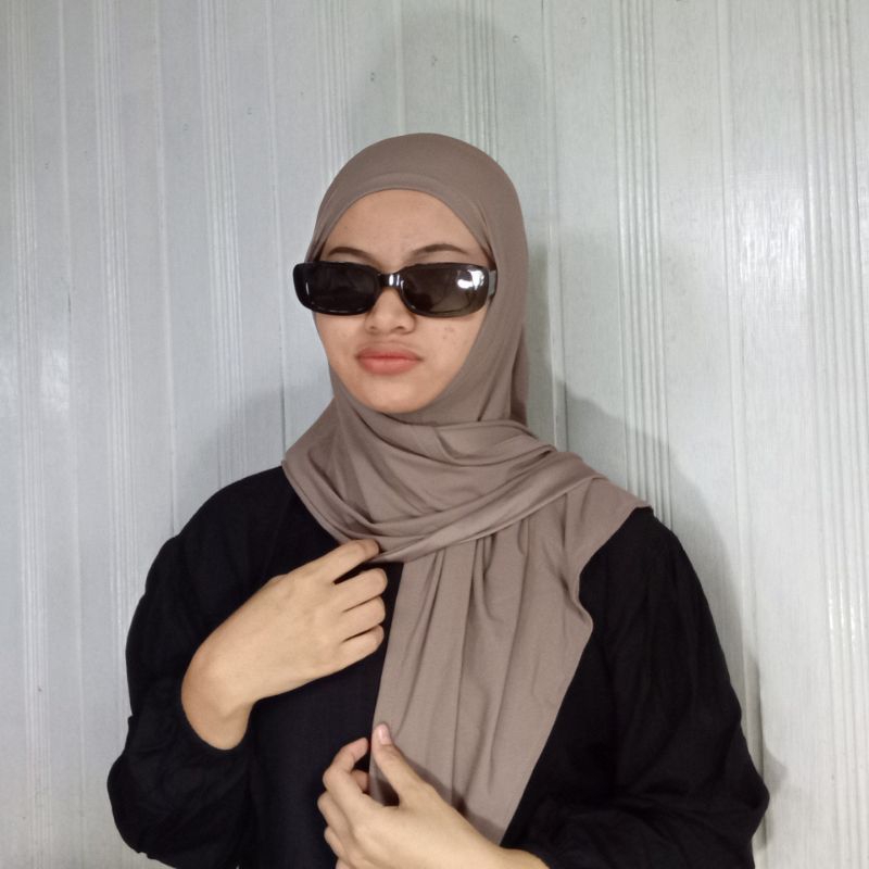 PASHMINA SEGITIGA INSTAN POLOS JERSEY DEWASA