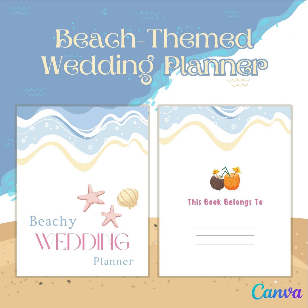 Wedding Planner Tema Pantai Bonus Wedding Invitation, Digital Download, Editable di Canva, Harga Mur