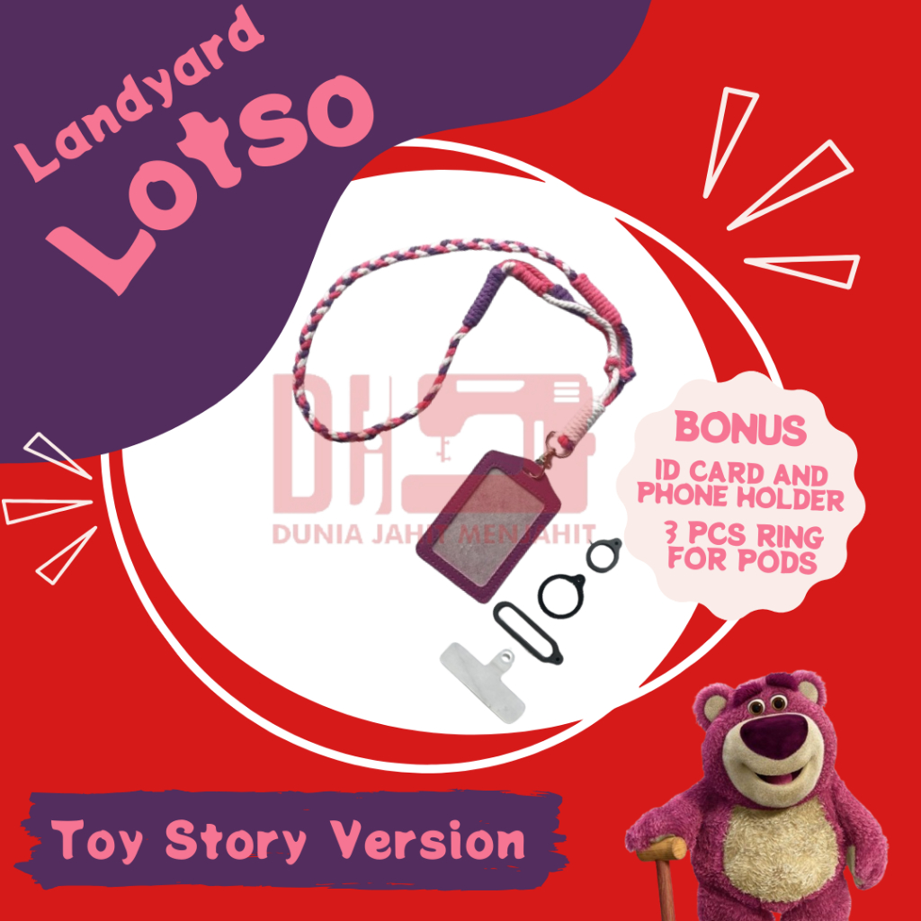 

TALI LANYARD ID CARD Macrame/ Id Card/ Name tag Gantungan HP Premium Toy Story Lotso