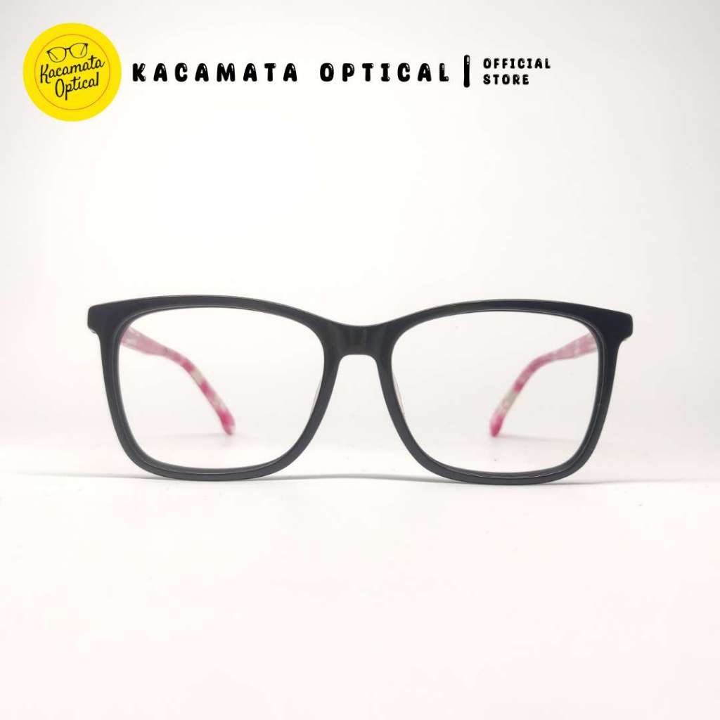 KACAMATA OPTICAL - Frame KMO6040 Kotak Hitam Pink  Plastik Besi