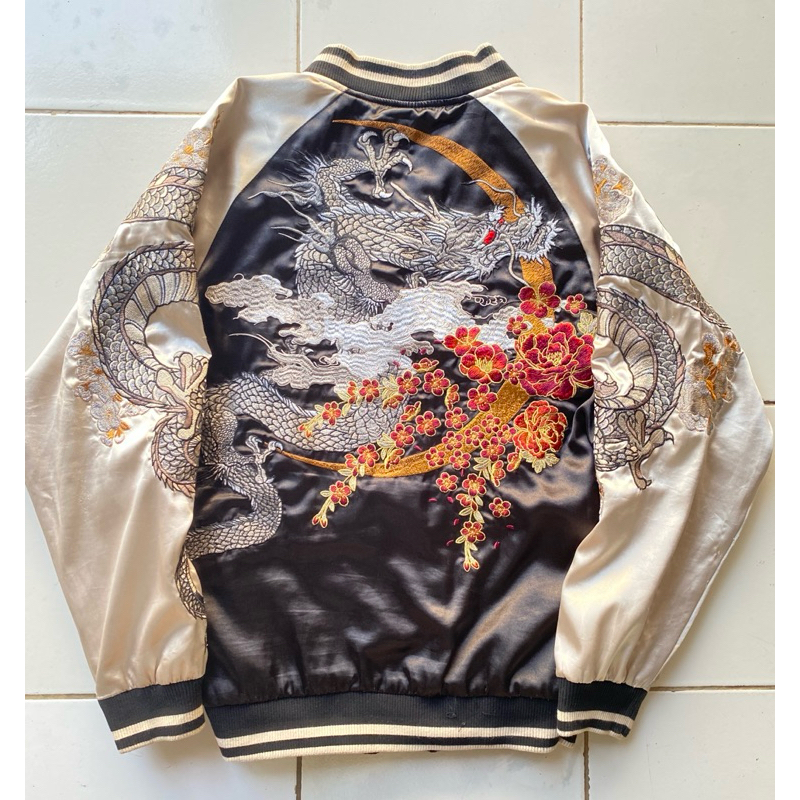 jaket sukajan oni denim dragon moon ryu